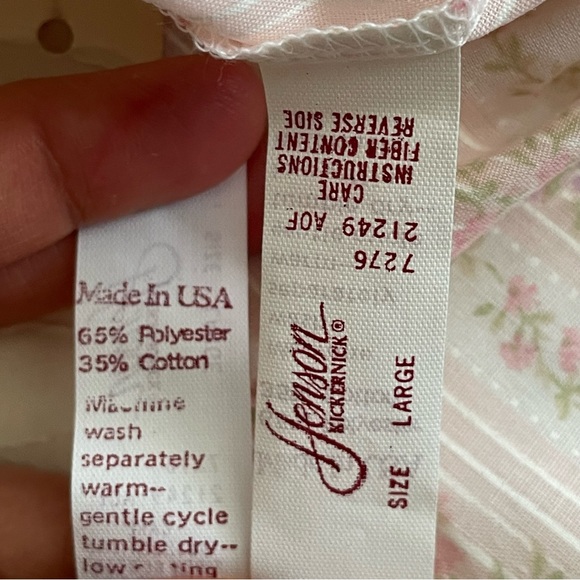 Vintage Henson Kickernick Floral Pajama Set Top Shorts Victorian Print Novelty - Picture 7 of 12